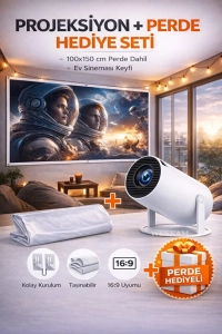 Android Projeksiyon Cihazı Perde Hediyeli